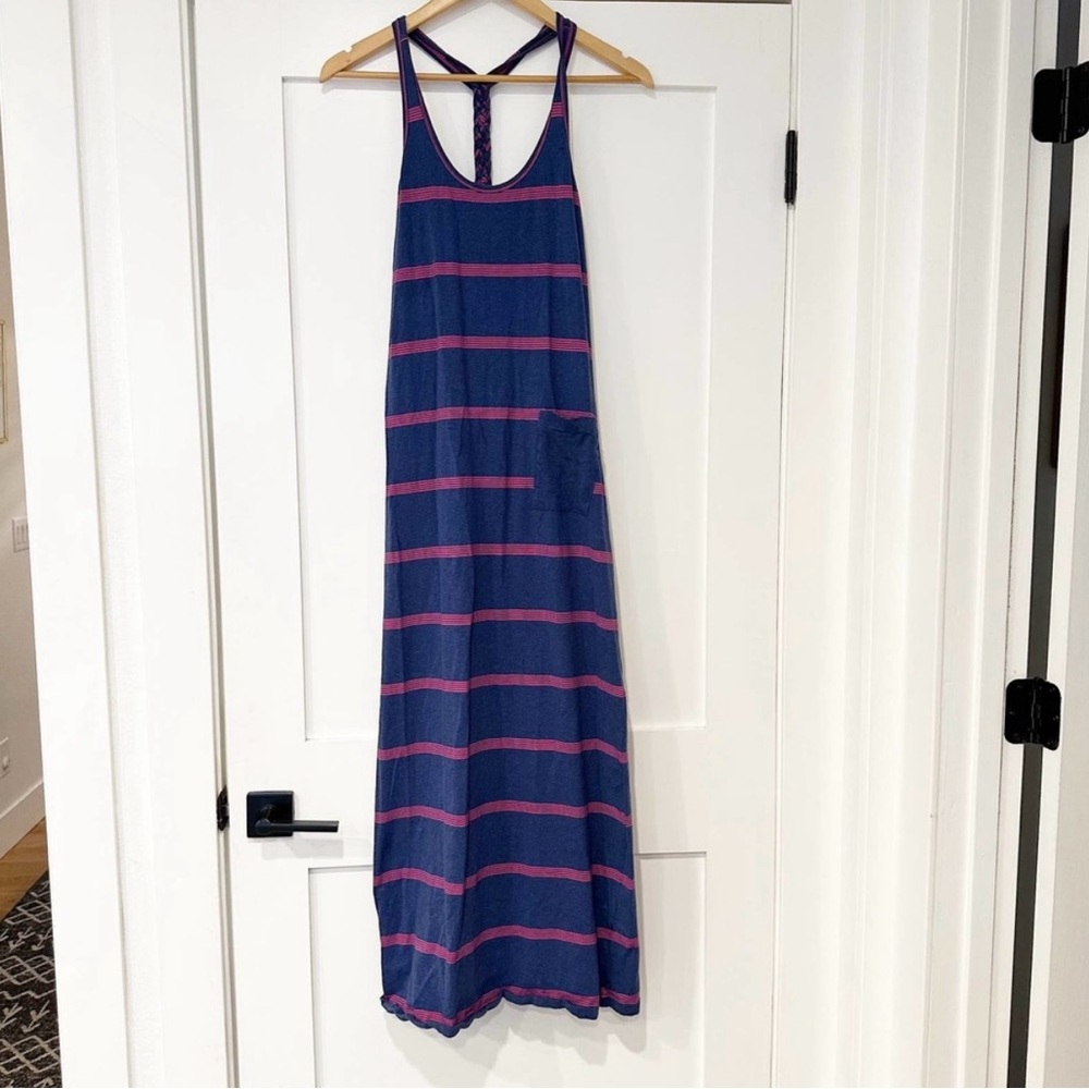 Lole Certified Organic Cotton Blue Purple Stripe Dress sz L
